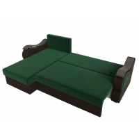 Угловой диван Меркурий Лайт (велюр зелёный коричневый)  - Изображение 1